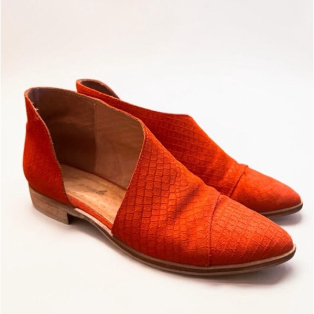 $198 Free People Royale Burnt Orange Suede D'Orsay Pointed Toe Ankle Boots 8/38